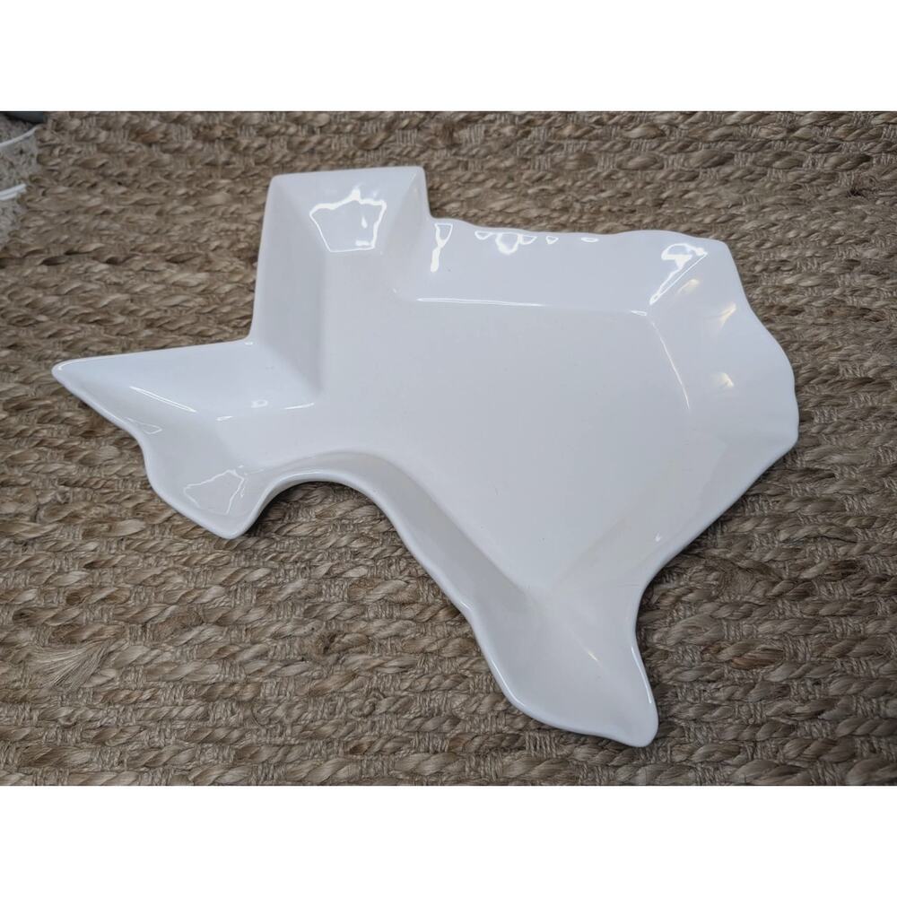 Texas Shaped Divided White Serving Dish Bowl Chips & Dip The Royal Standard - Picture 3 of 10